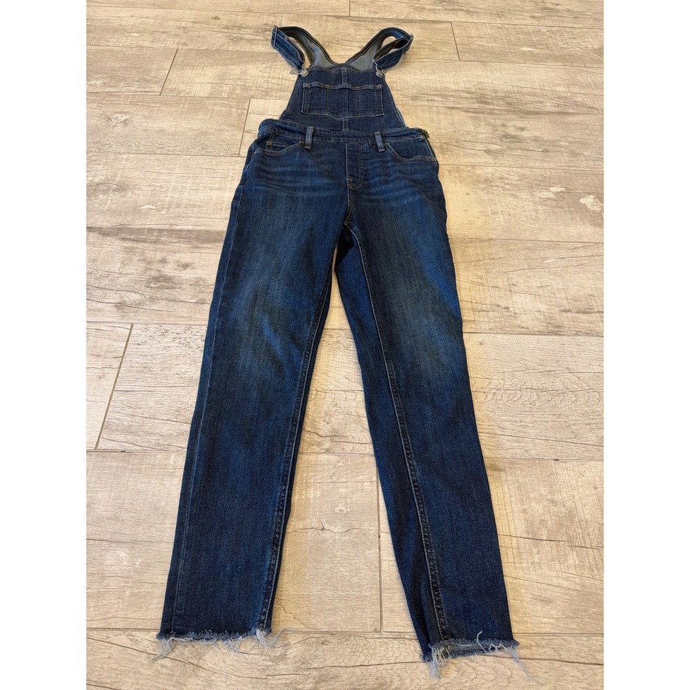 Levis Women Dark Wash Denim Slim Fit Overalls Raw Hem Blue Size 26